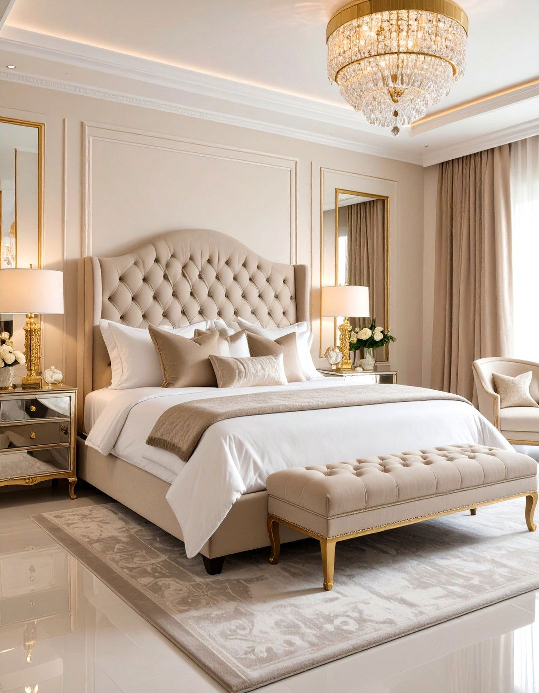 Luxury Glamorous Beige Suite - 24 Beige Bedroom Ideas