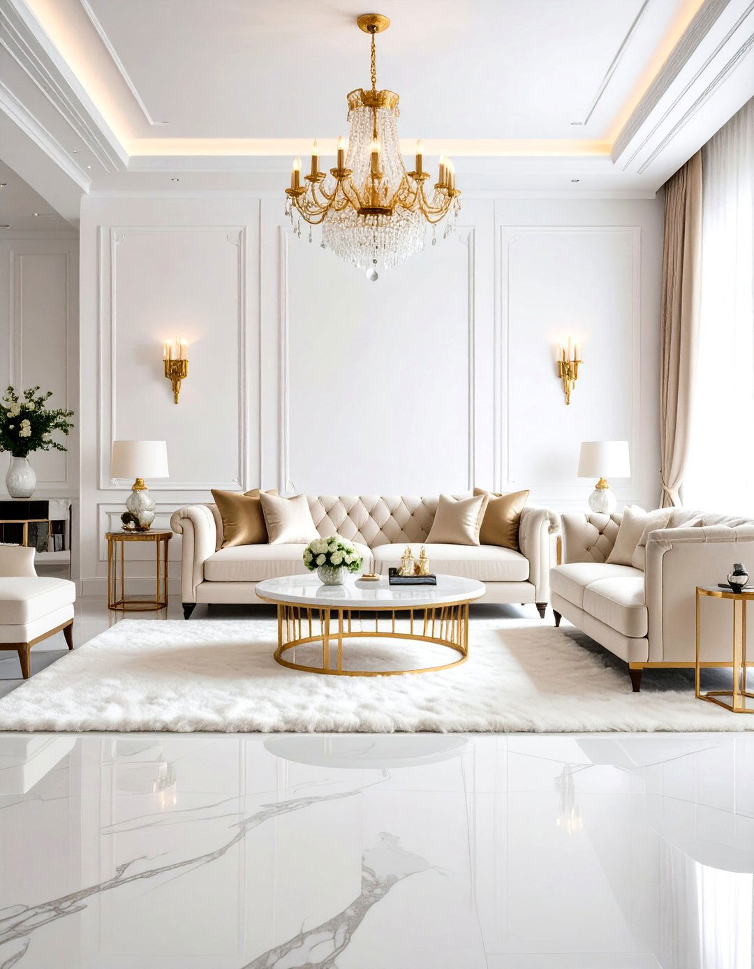 Luxury Glamorous White Living Room - 24 White Living Room Ideas