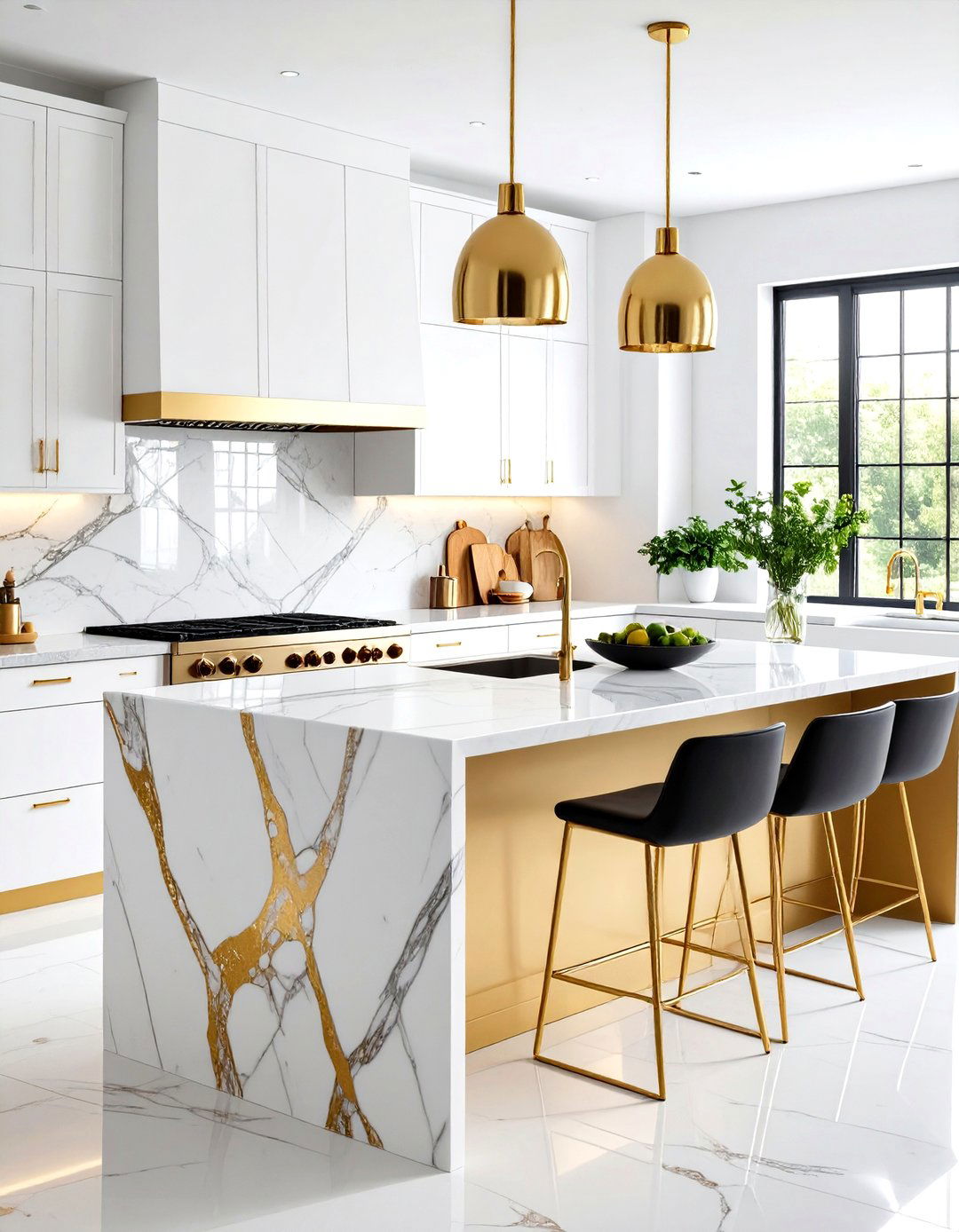 Luxury Gold Veined Statement Surfaces - 24 Quartz Kitchen Countertops