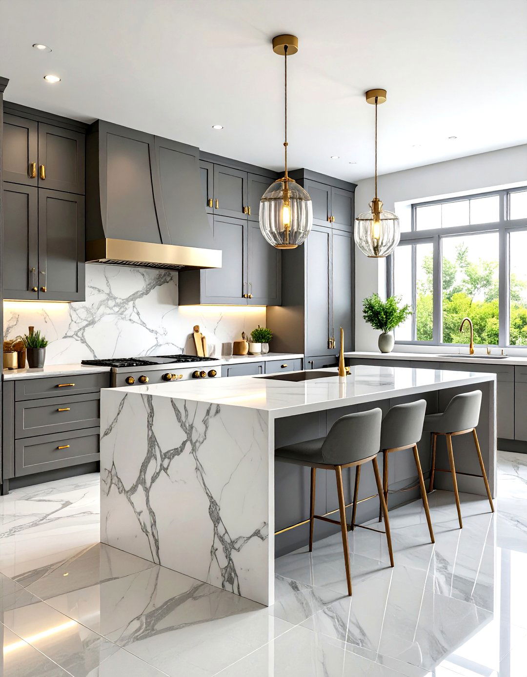 Luxury Grey Marble Floor Kitchen - 24 Kitchens With Grey Floors