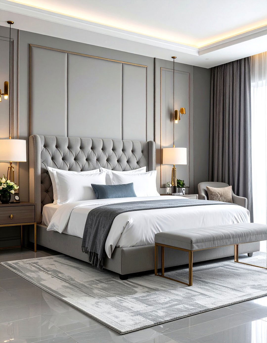 Luxury Hotel Grey Headboard Bedroom - 24 Grey Headboard Bedroom Ideas