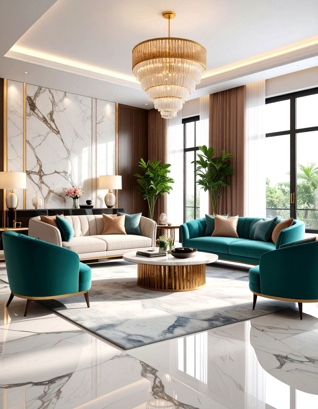 Luxury Hotel Inspired Marble Design - 24 Marble Floor Living Room Ideas