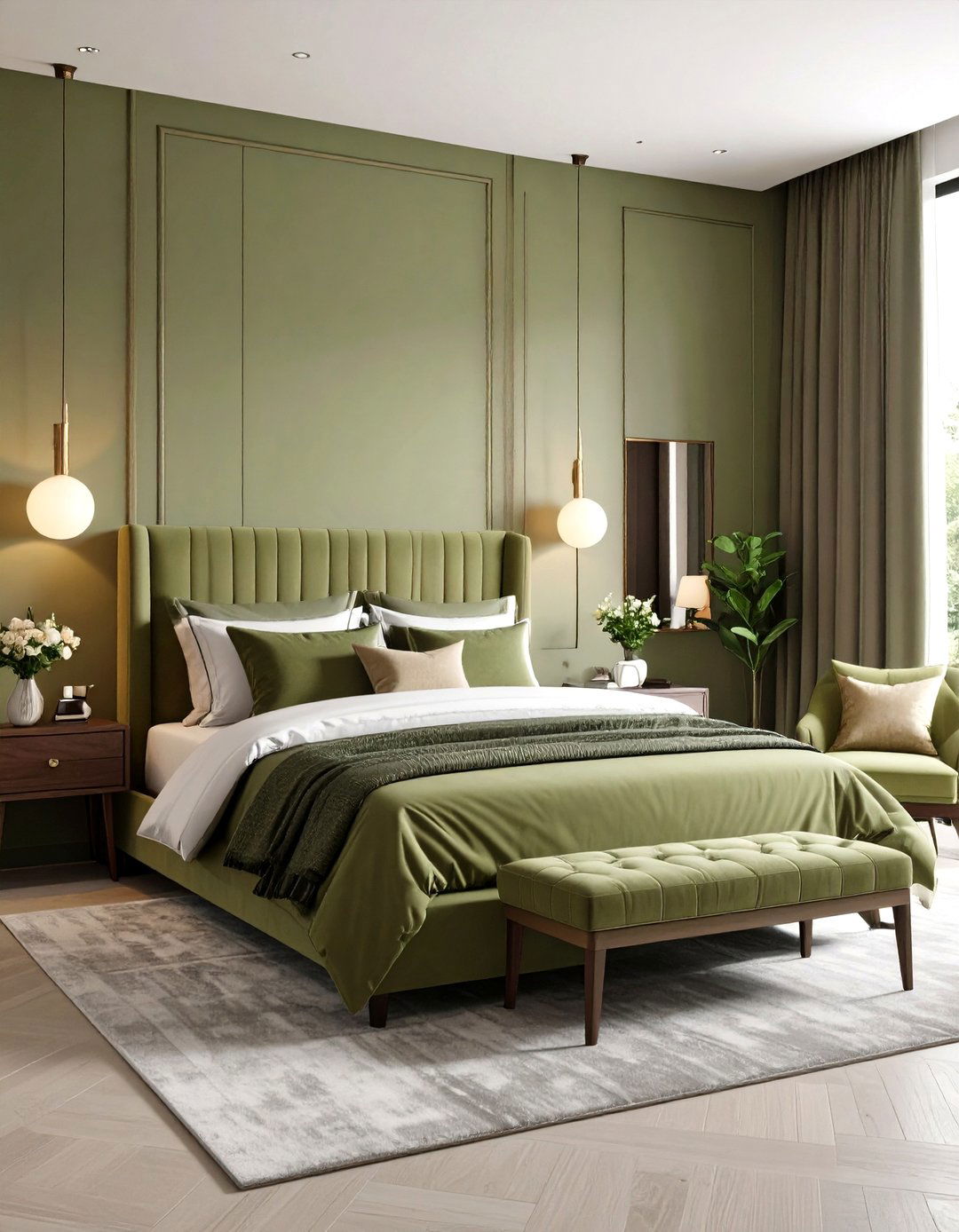 Luxury Hotel Olive Green Inspiration - 24 Olive Green Bedroom Ideas