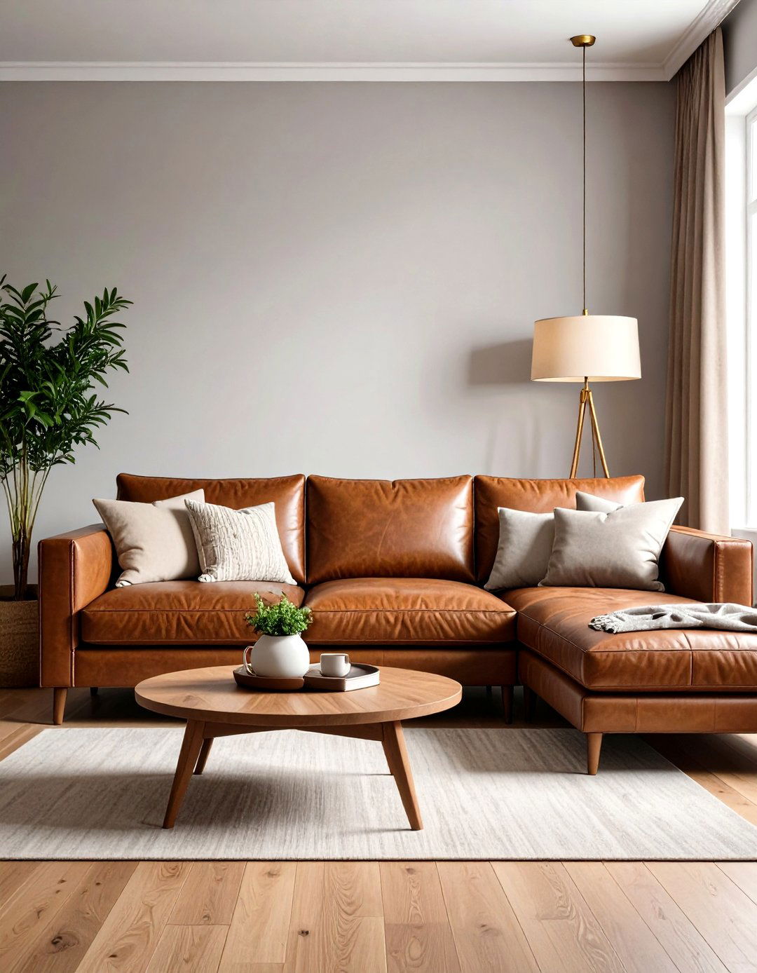 Luxury Leather Sectional Elegance - 24 Sectional Living Room Ideas