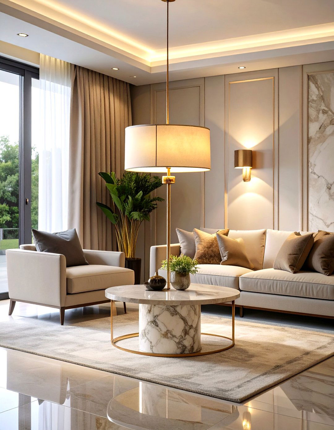 Luxury Marble Base Elegance - 24 Living Room Floor Lamp Ideas and Inspiration