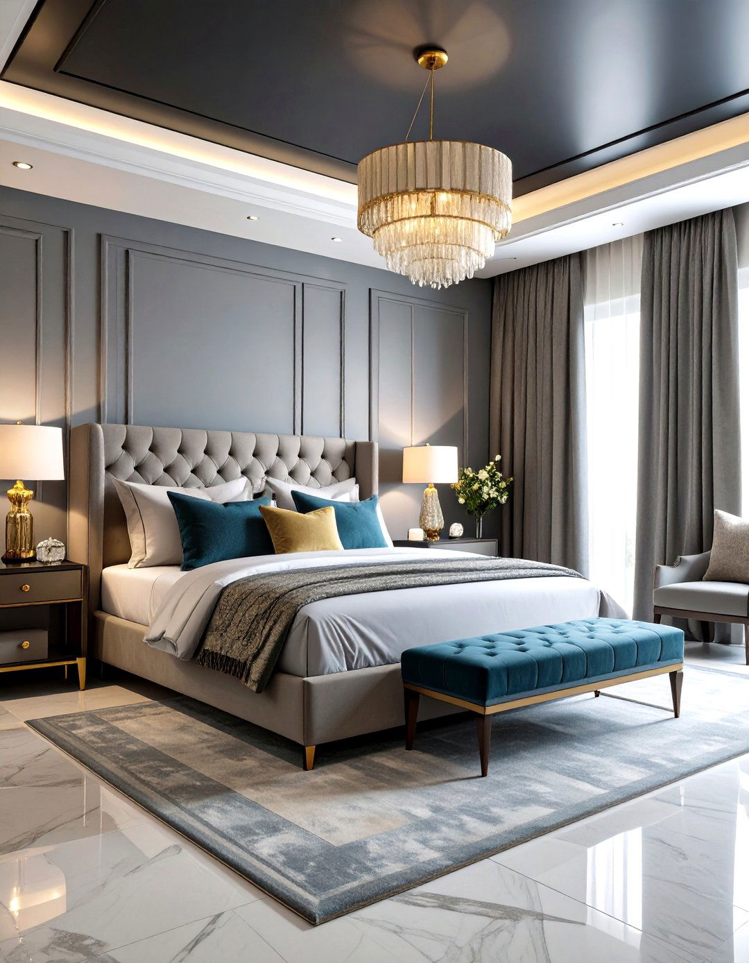 Luxury Master Suite Retreat - 24 Black Ceiling With Grey Walls
