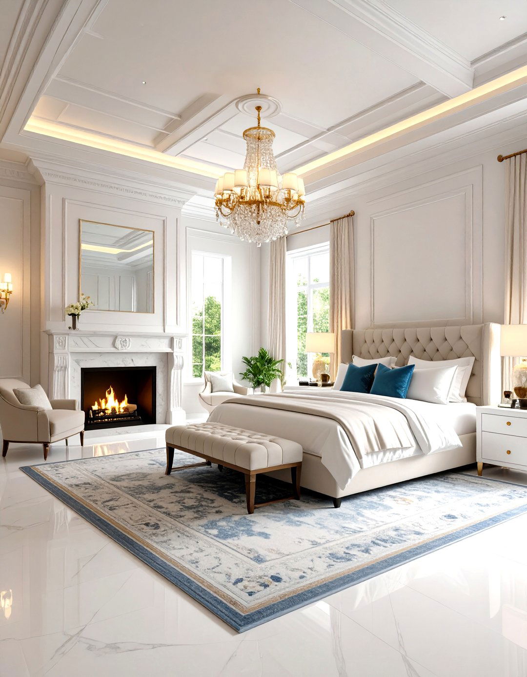Luxury Master Suite With Marble Fireplace - 24 Rooms With Fireplaces With Vaulted Ceilings Features