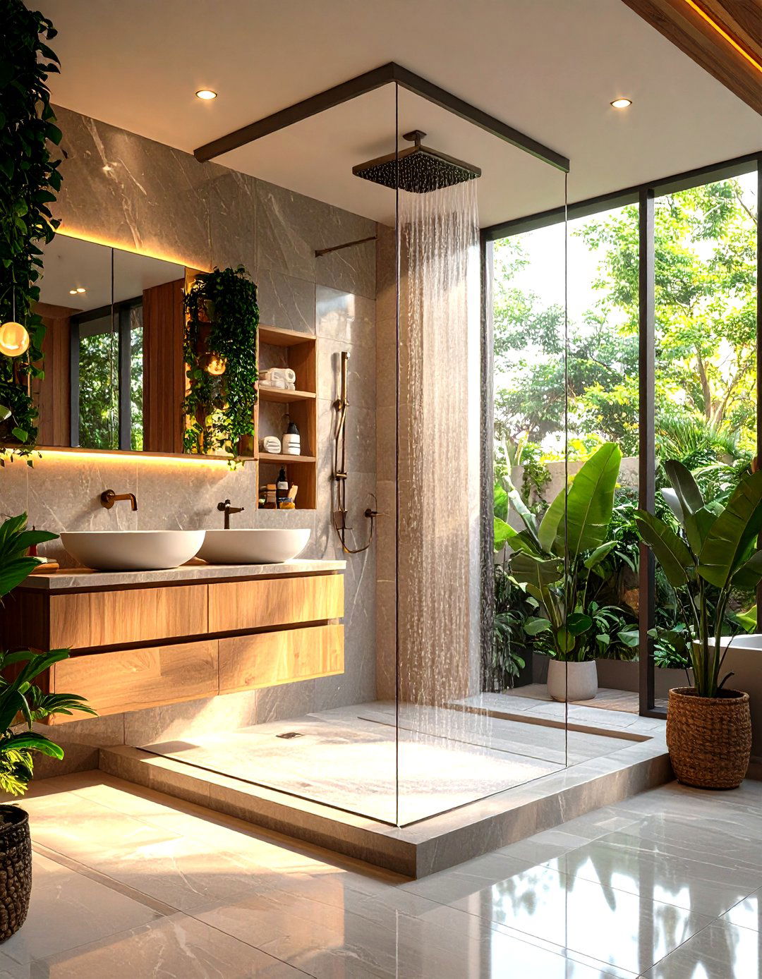Luxury Master Walk in Shower with Dual Level Bench - 24 Walk in Shower Ideas With Bench