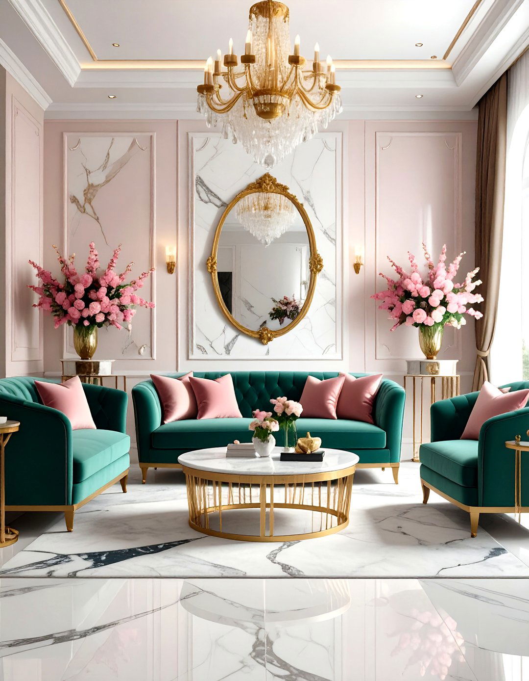 Luxury Maximalist Marble Showcase - 24 Marble Floor Living Room Ideas