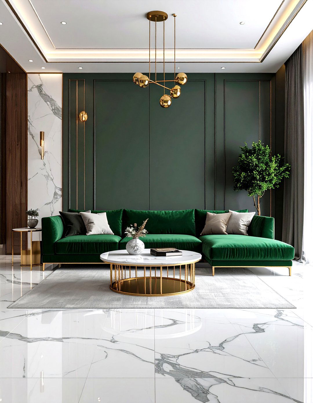 Luxury Minimalist Velvet and Marble - 24 Minimalist Living Room Ideas