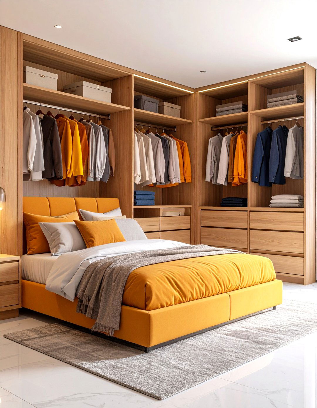 Luxury Modern Bedroom with Walk In Closet Integration - 24 Modern Bedroom Ideas