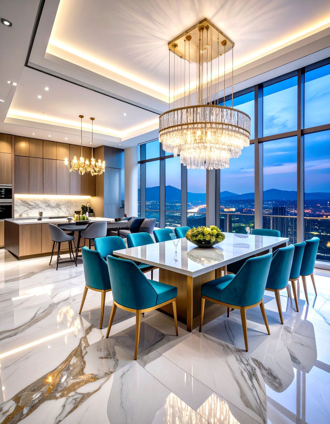 Luxury Modern Open Floor Plan with Marble Surfaces - 24 Open Floor Plan Ideas