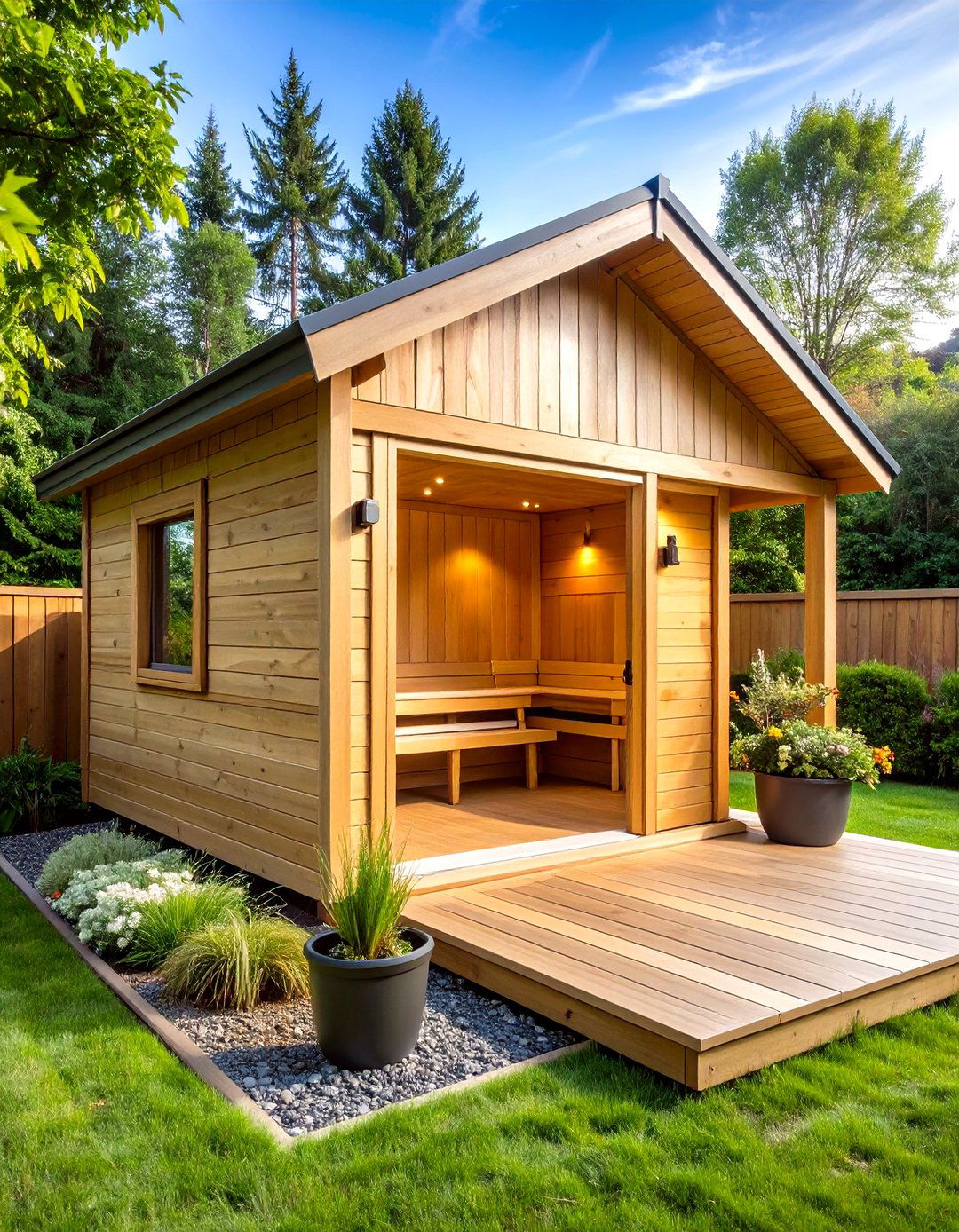Luxury Outdoor Sauna Pavilion with Changing Room - 24 Sauna Room Design Ideas