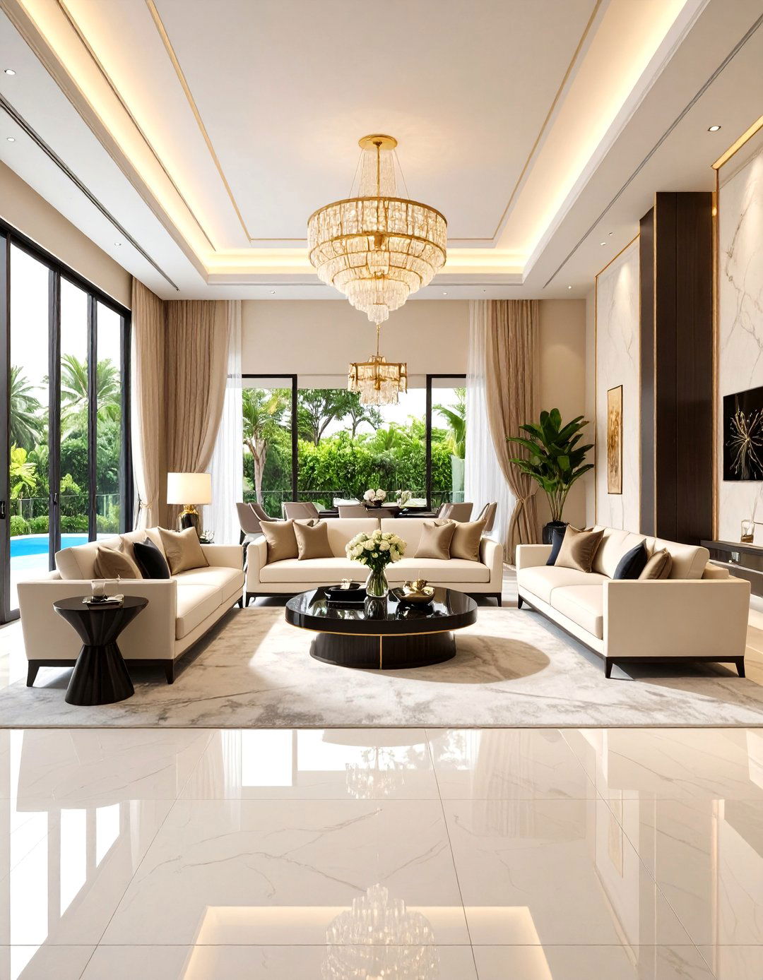 Luxury Resort Living Room - 24 Cream and Black Living Room Ideas