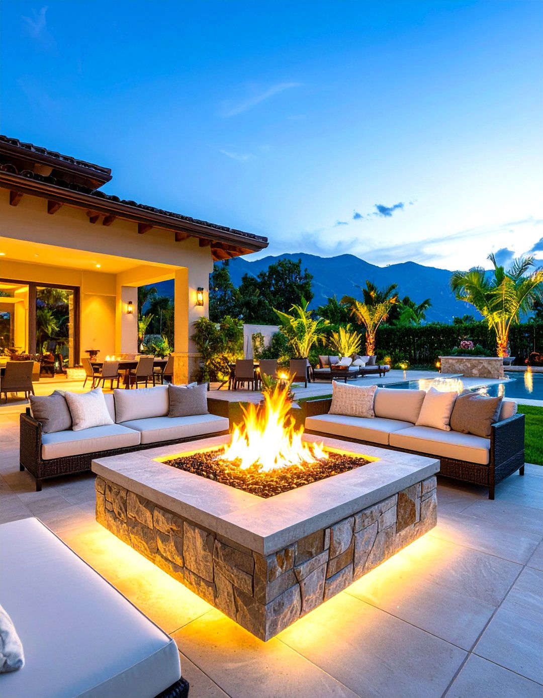 Luxury Resort Style Firepit Retreat - 24 Patio Ideas With Firepit