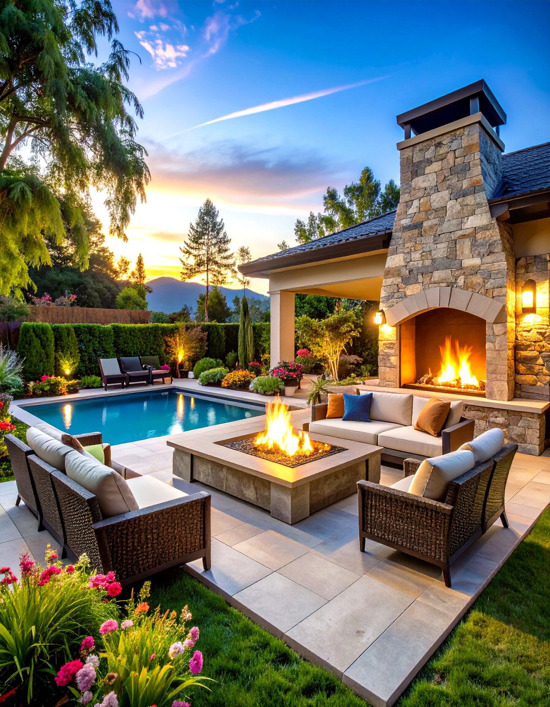 Luxury Resort Style Fireplace Paradise - 24 Outdoor Fireplace Ideas