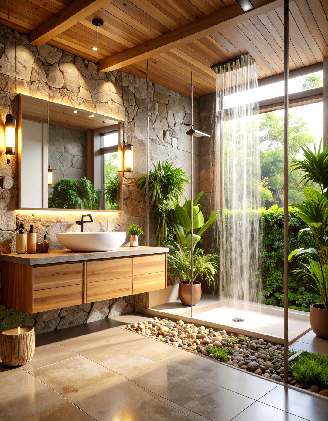 Luxury Spa Retreat with Natural Stone Features - 24 Restaurant Bathroom Ideas