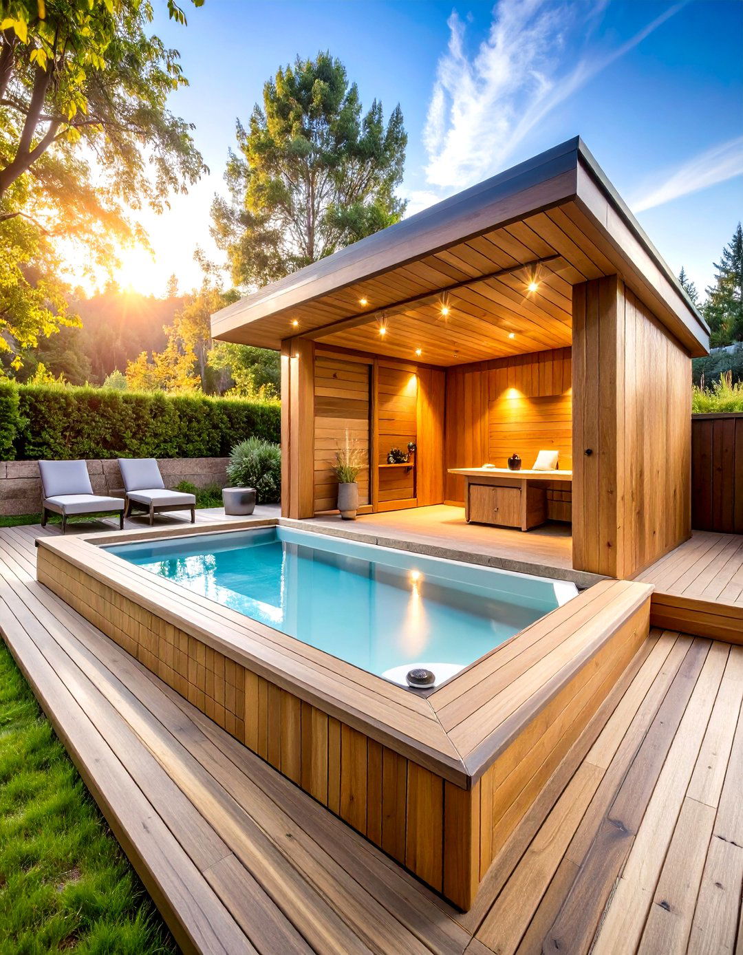 Luxury Spa Sauna with Integrated Cold Plunge - 24 Outdoor Sauna Ideas