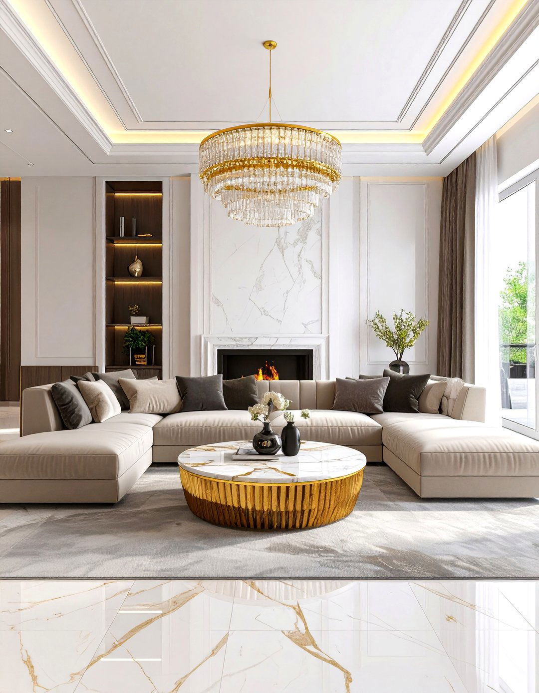 Luxury Taupe Living Room with High End Finishes - 24 Taupe Living Room Ideas