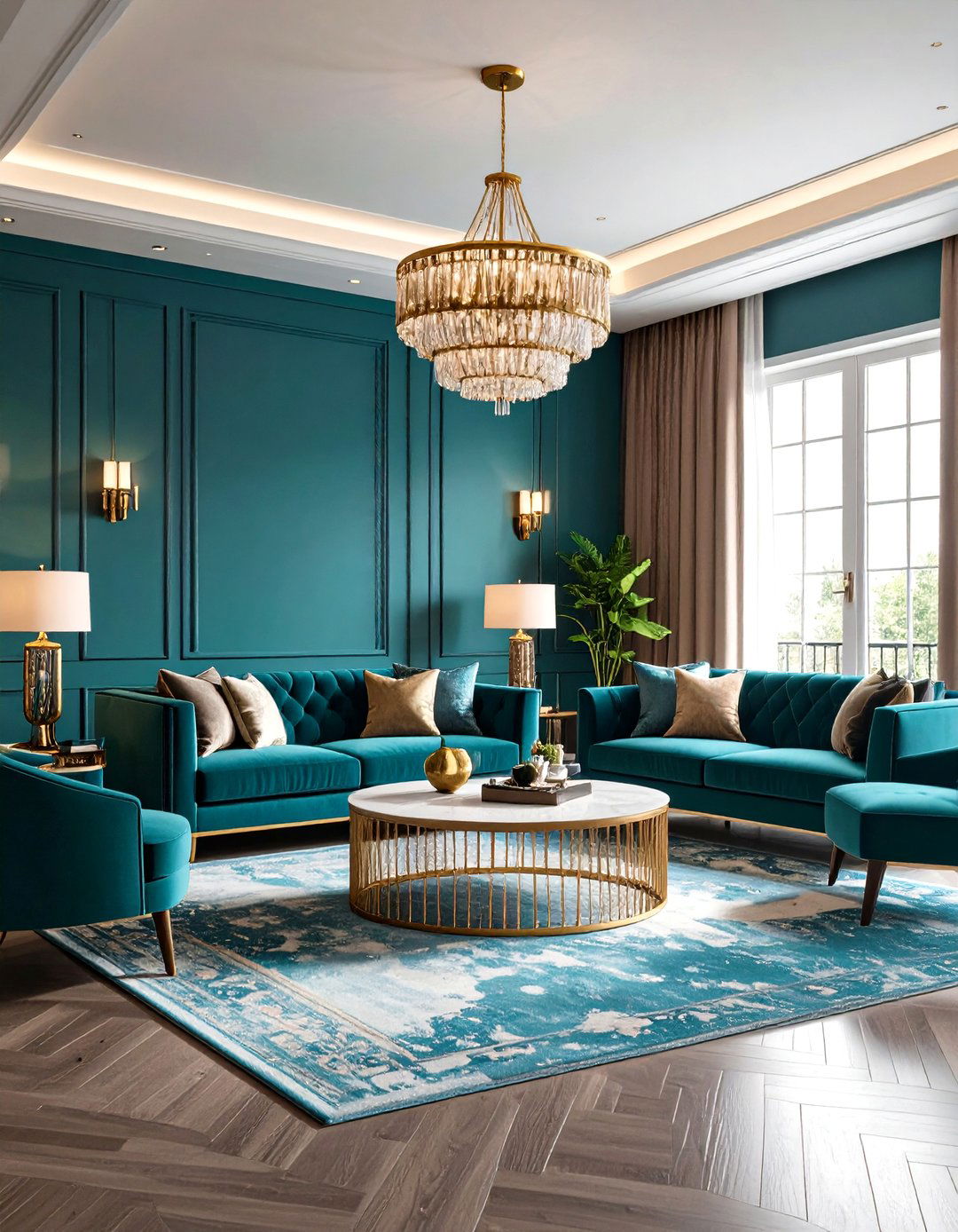 Luxury Teal Entertainment Zone - 24 Teal Living Room Ideas