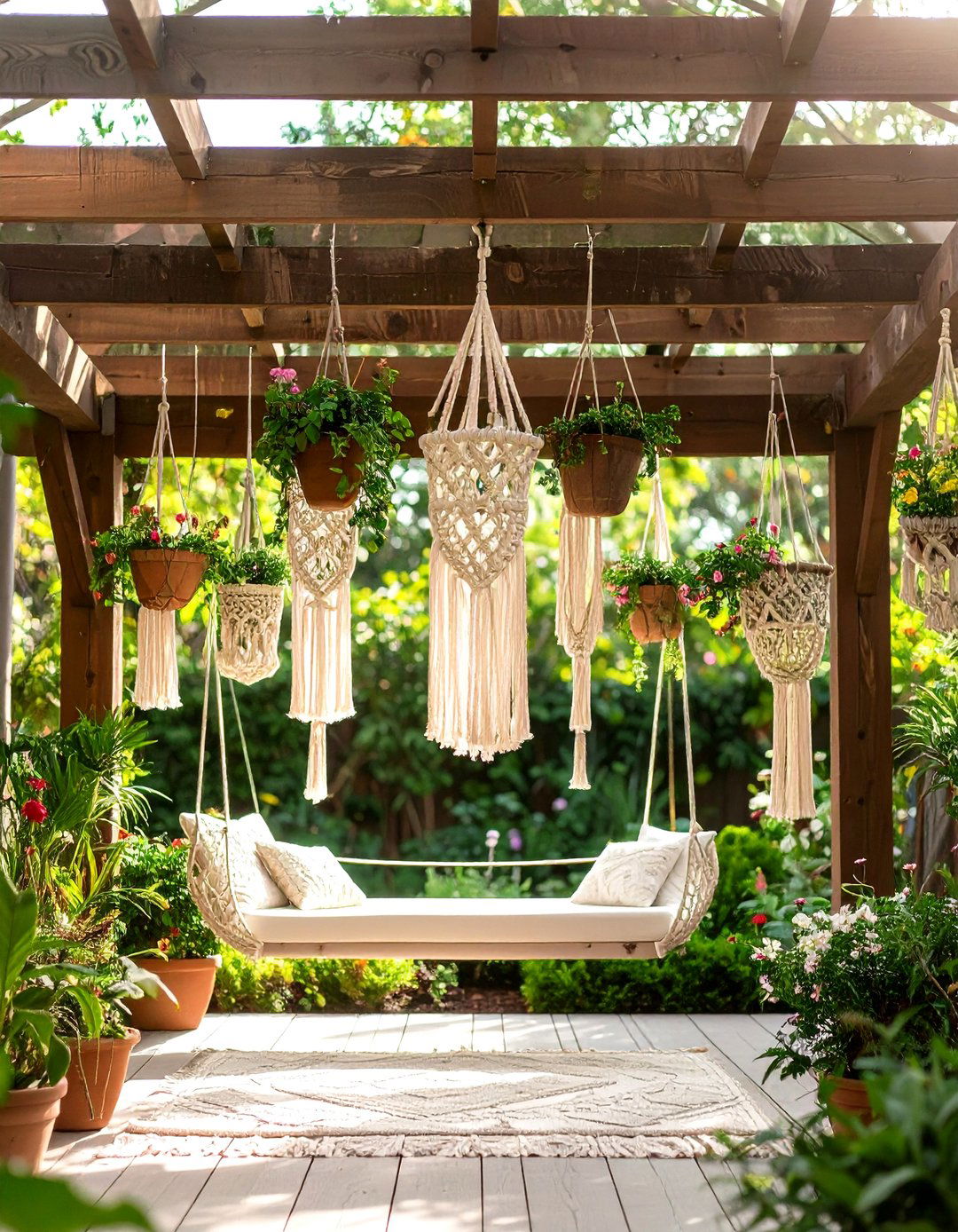 Macrame Garden Accents - 24 Boho House Exterior Ideas
