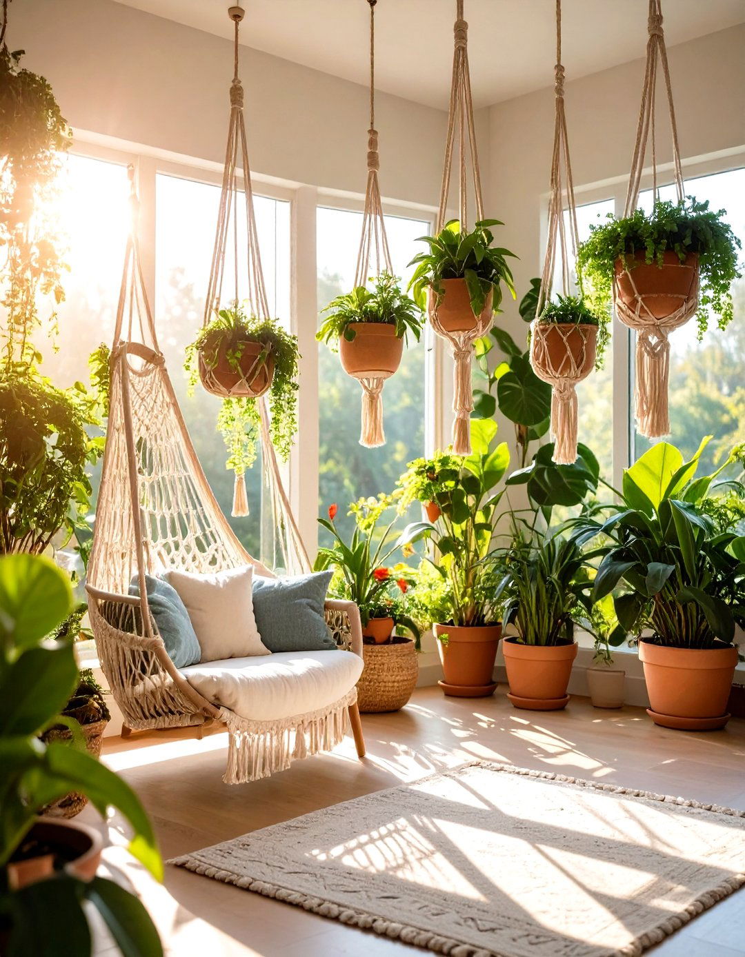 Macrame Plant Hanger Garden - 24 Boho Wall Decor Ideas