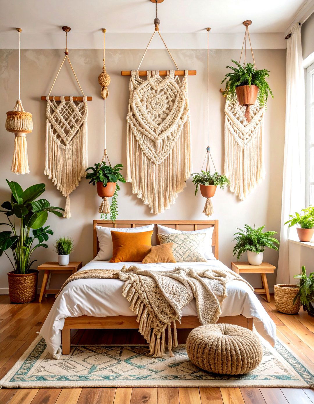 Macrame Plant Hangers and Wall Art - 24 Boho Teen Bedroom Ideas