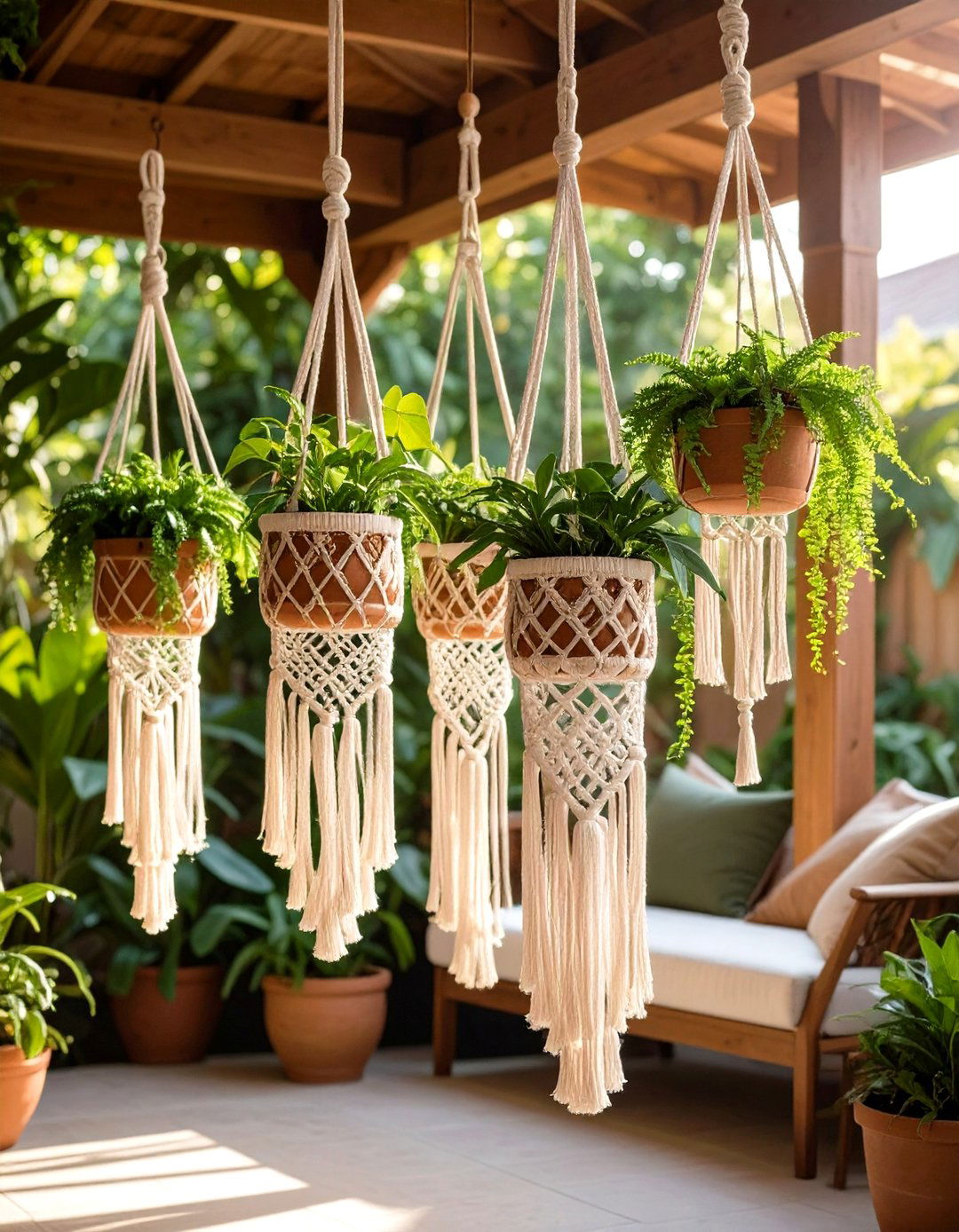 Macrame Plant Hanging Garden - 24 Boho Patio Ideas