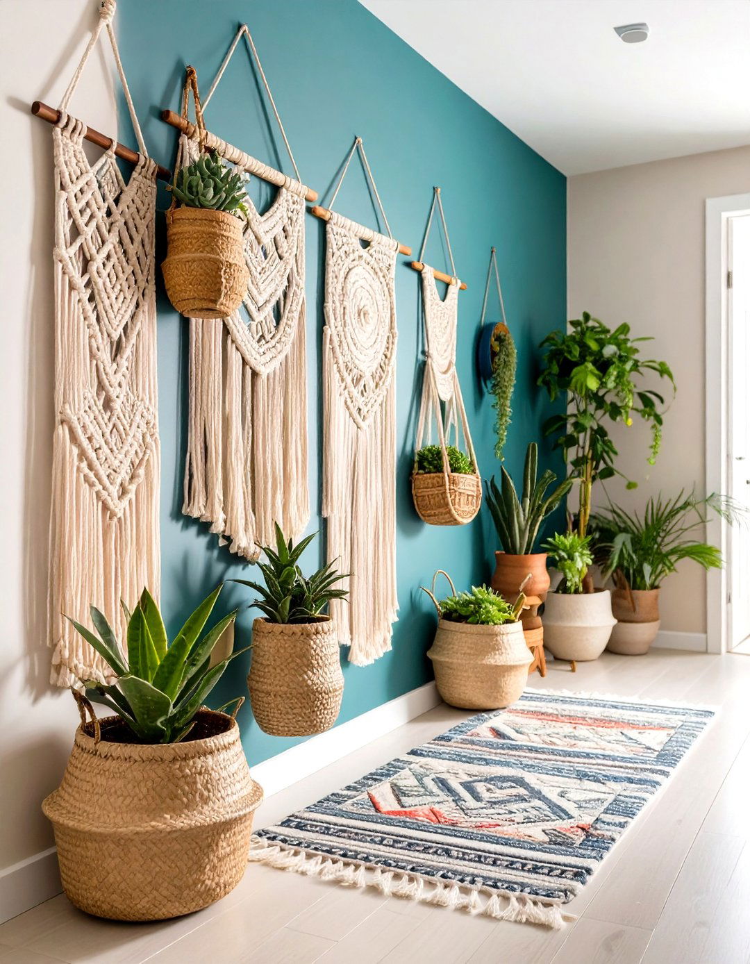 Macrame Wall Gallery Hallway - 24 Boho Hallway Ideas