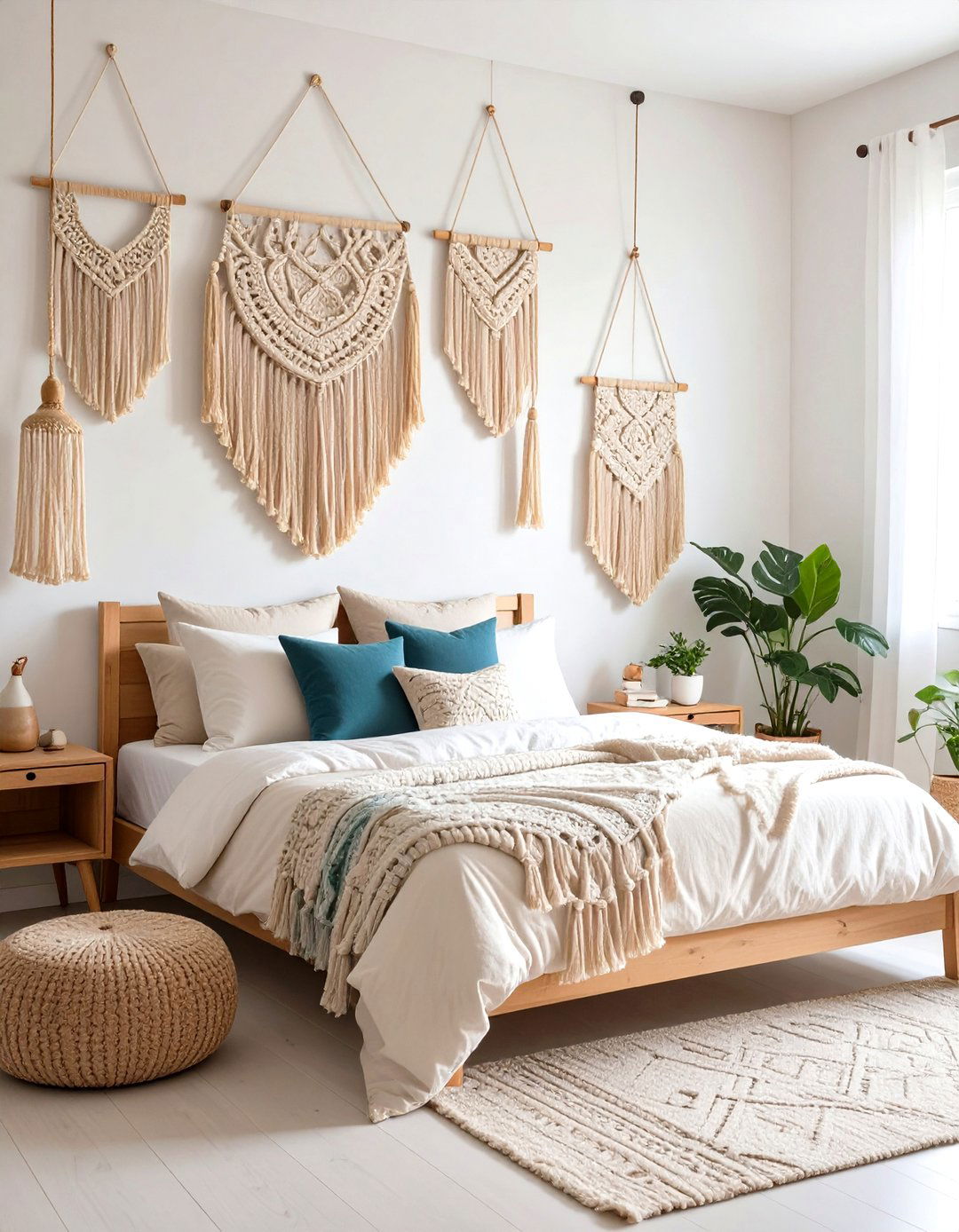 Macrame and Fiber Art Display - 24 Blank Wall Ideas