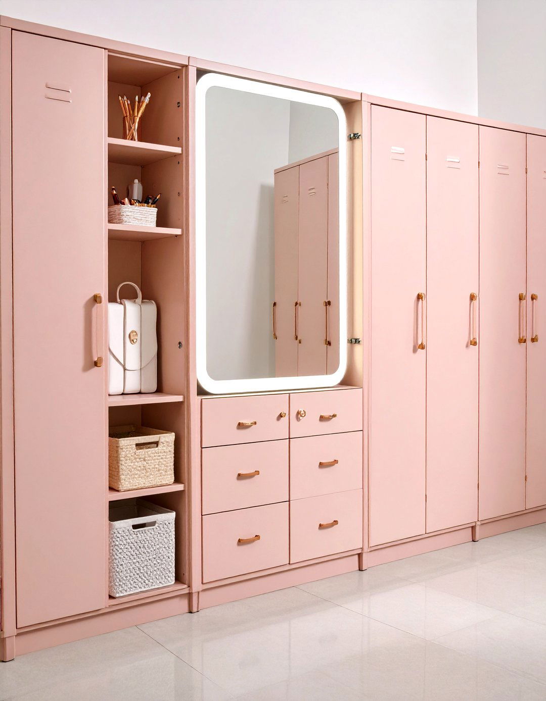Magnetic Mirror Organization Hub - 24 Locker Decor Ideas
