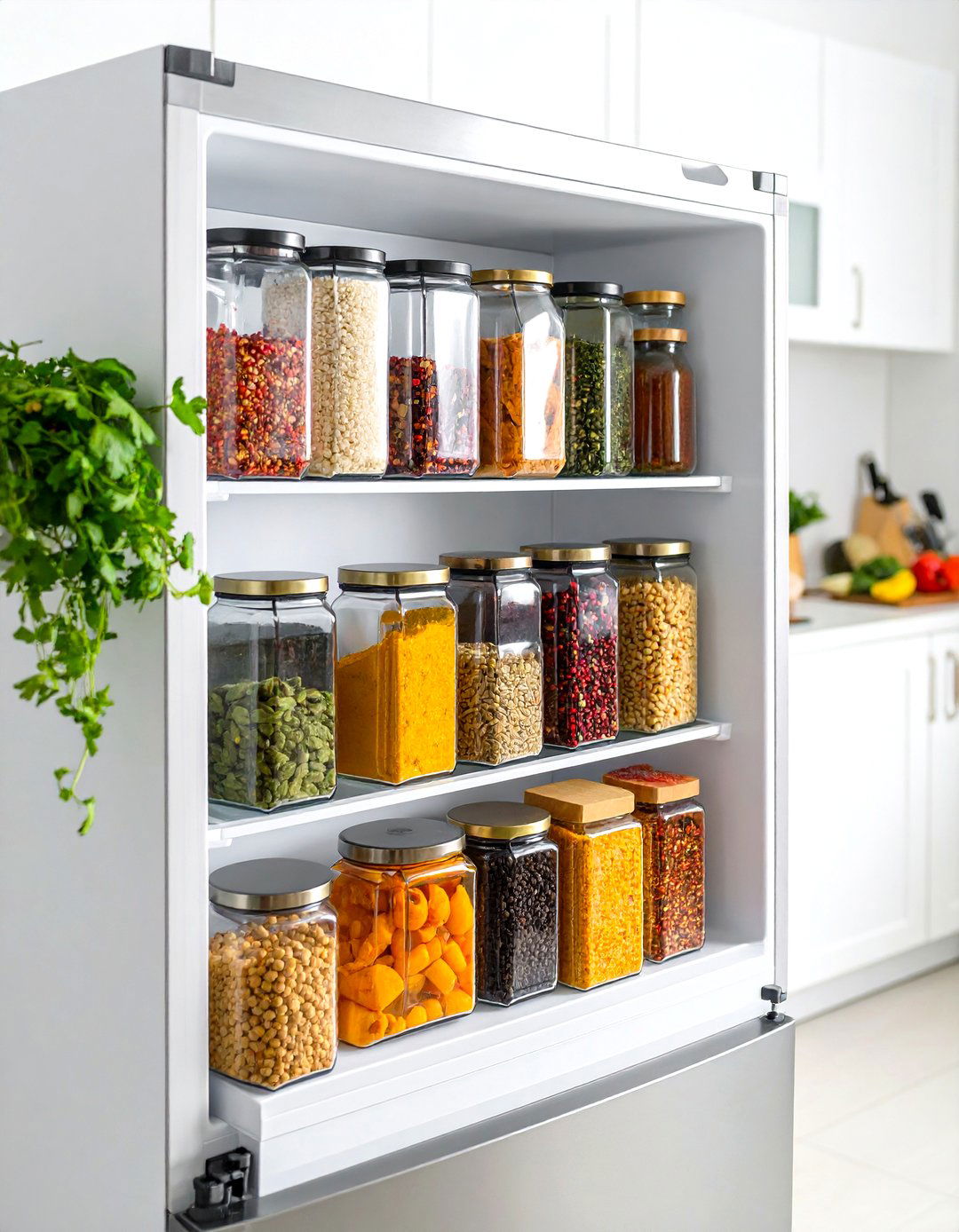 Magnetic Refrigerator Spice Storage - 24 Spice Rack Ideas