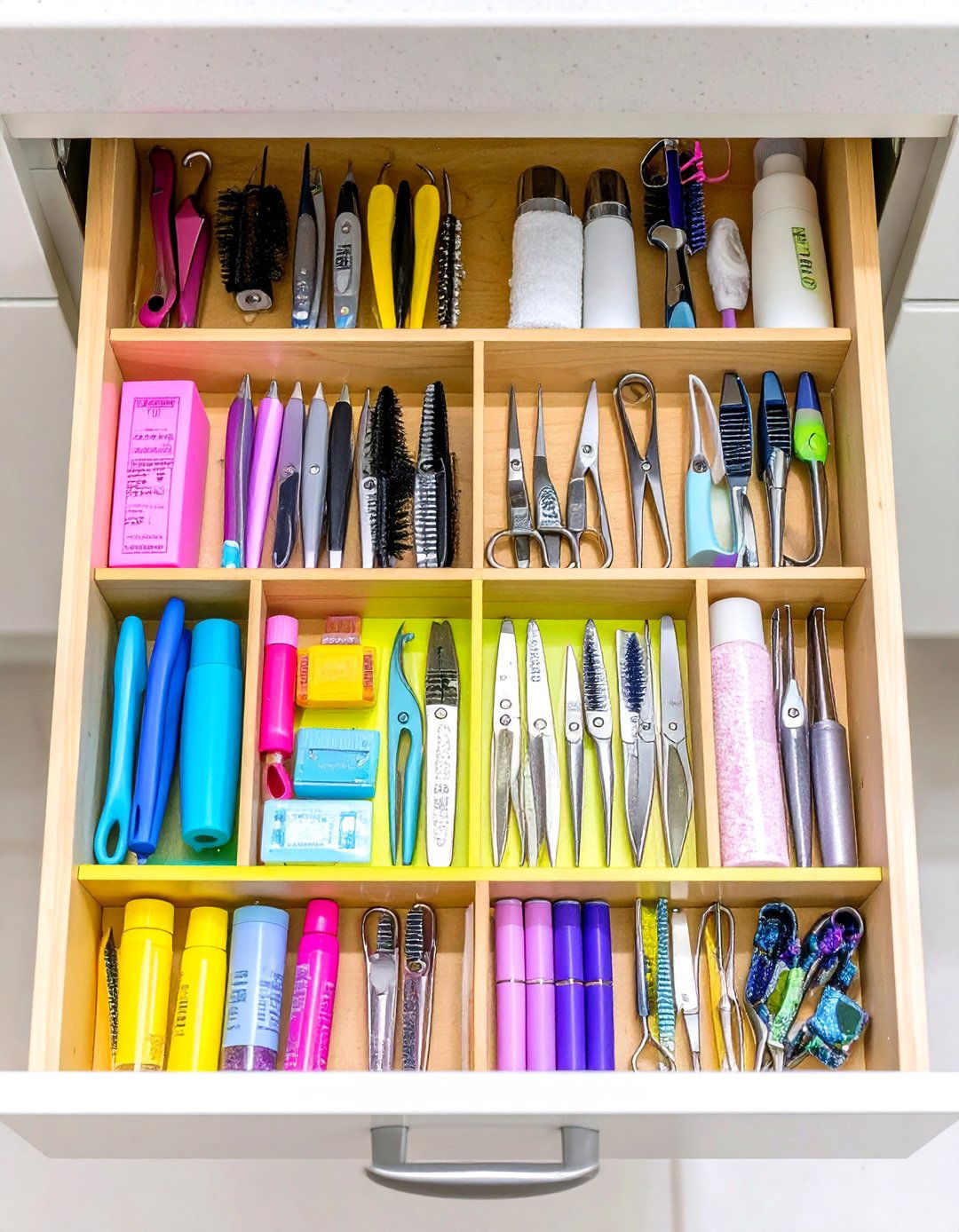 Magnetic Strip Organization with Metal Tool Management - 24 Bathroom Drawer Organization Ideas