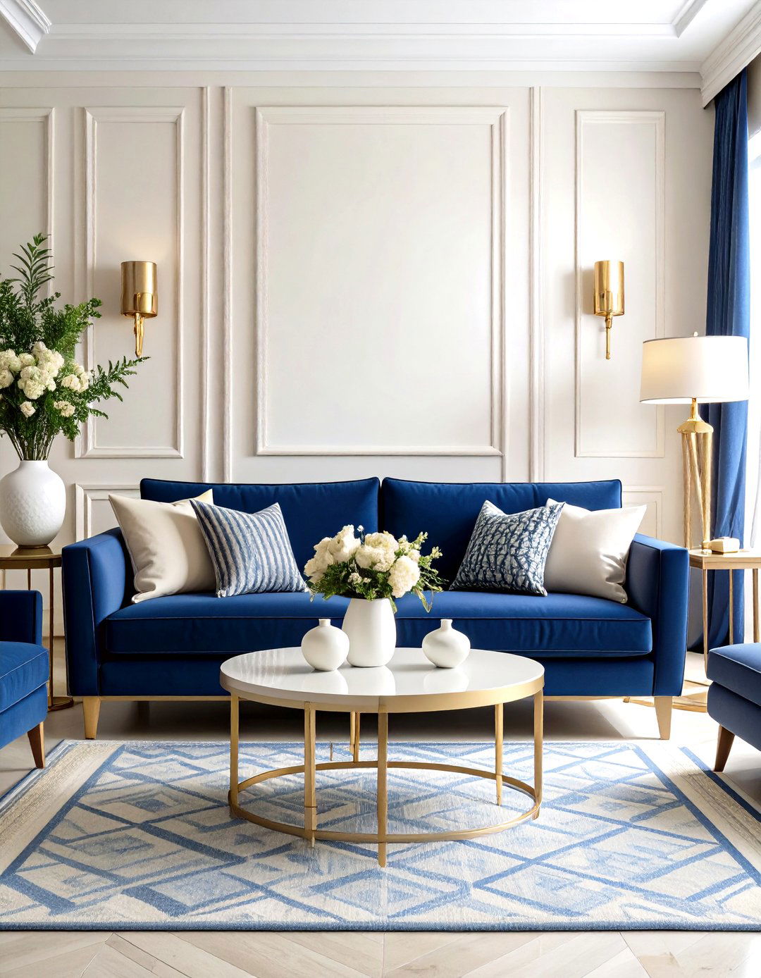 Magnolia Living Room with Navy Blue Accents - 24 Magnolia Living Room Ideas