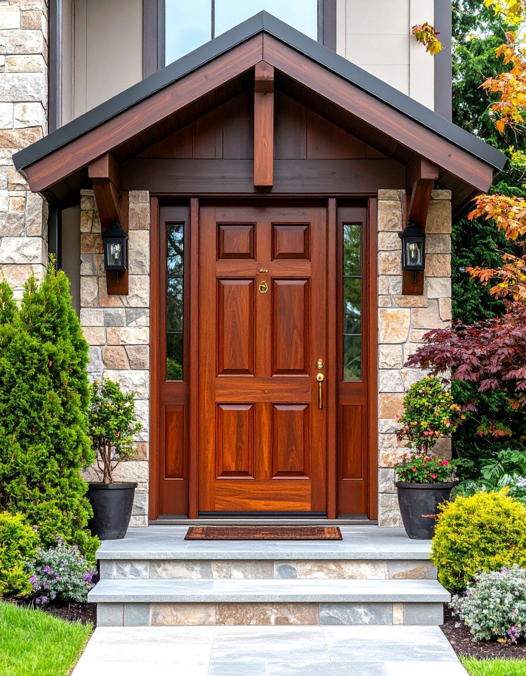 Mahogany Brown Door with Luxury Wood Grain - 24 Brown House Front Door Colors
