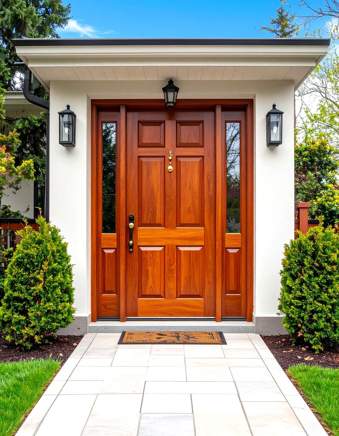 Mahogany Stained Colonial Elegance - 24 Colonial Front Door Ideas