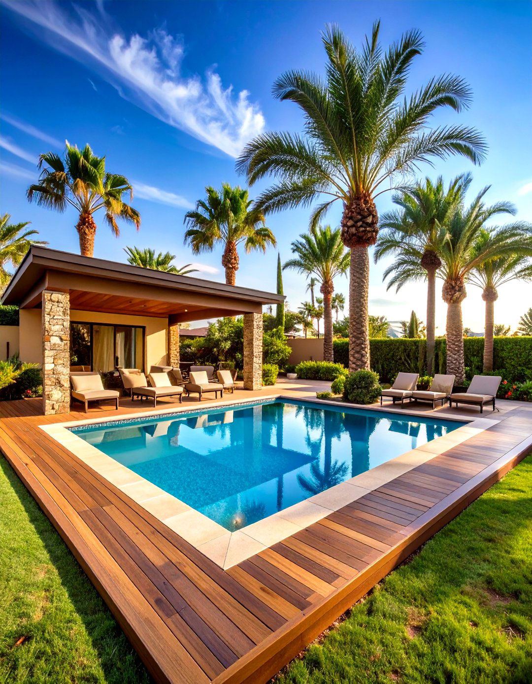 Majestic Palm Tree Paradise Design - 24 Tropical Pool Landscaping Ideas