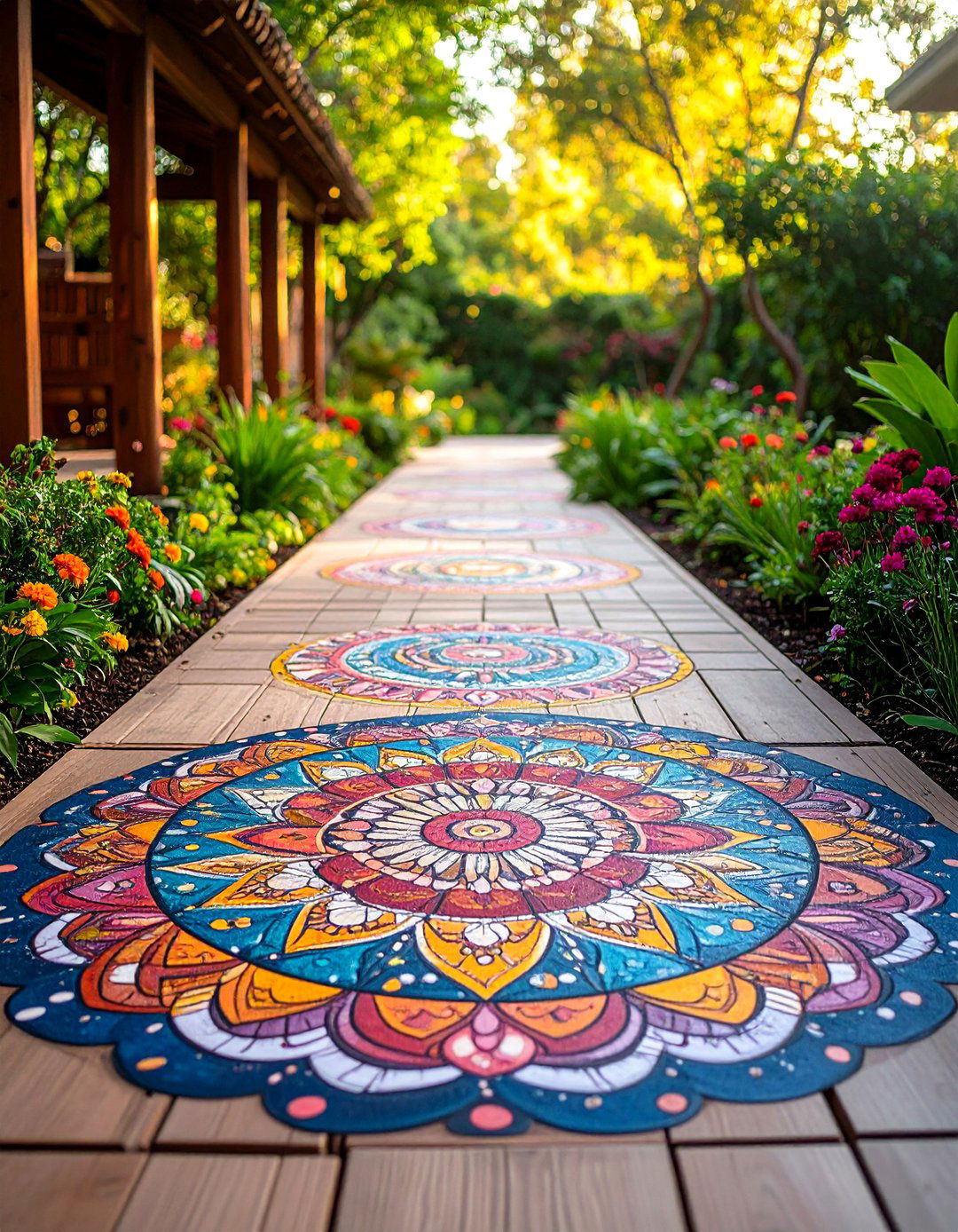 Mandala Meditation Circle - 24 Concrete Walkway Painting Ideas