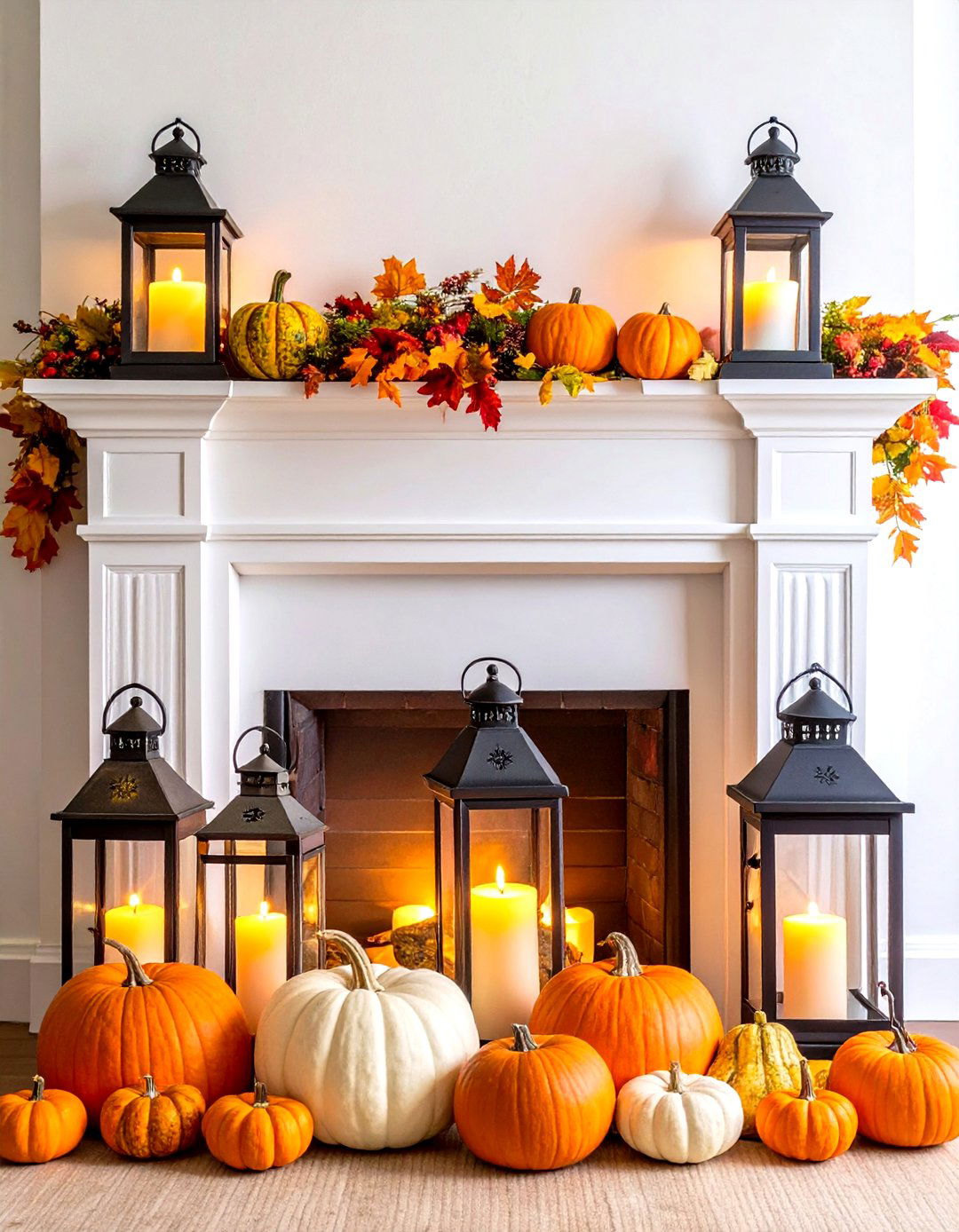 Mantel Seasonal Showcase Design - 24 Lantern Decor Ideas