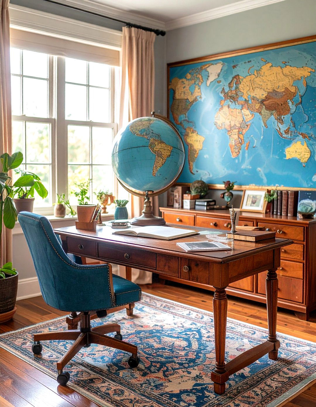 Map and Travel Inspired Global Theme - 24 Home Office Background Ideas