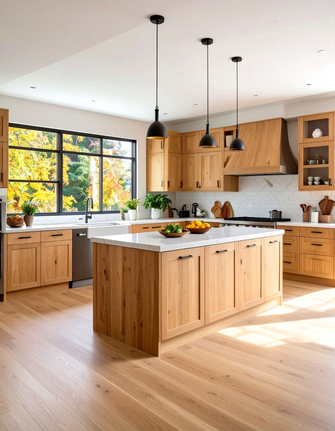 Maple Cabinets with Mixed Wood Accents and Contrasting Elements - 24 Maple Kitchen Cabinets Ideas