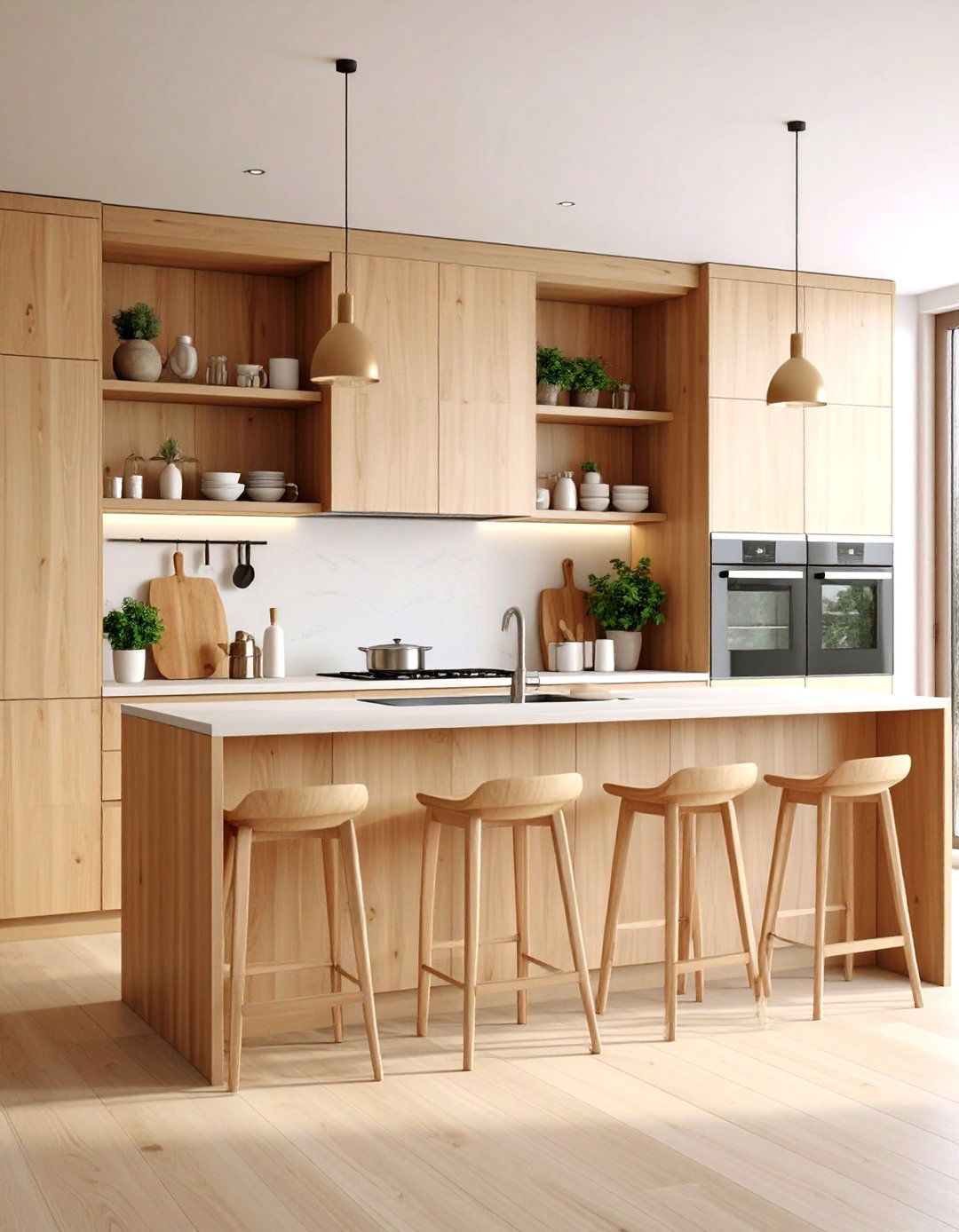 Maple Cabinets with Open Shelving and Display Areas - 24 Maple Kitchen Cabinets Ideas