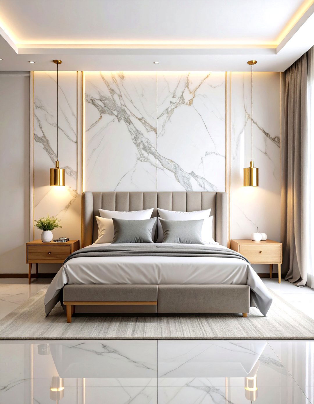 Marble Accent Wall Bedroom Design - 24 Greek Bedroom Design Ideas