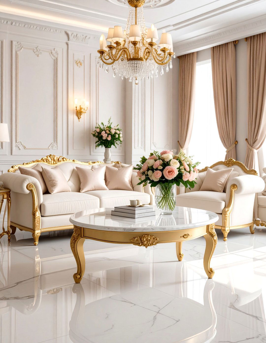 Marble Accents and Classical Details - 24 Formal Living Room Ideas