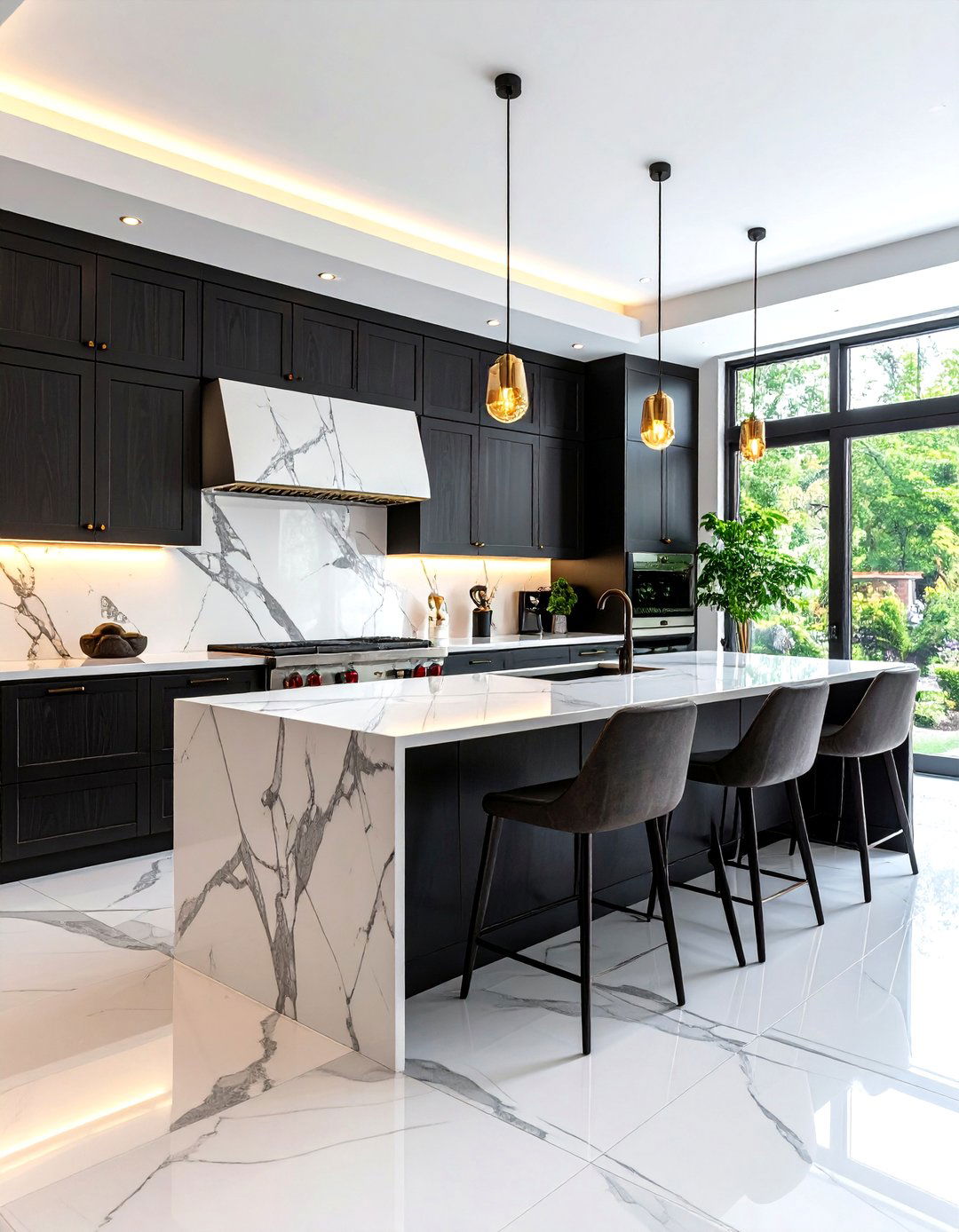 Marble Backsplash Dark Cabinets - 24 Dark Wood Kitchen Cabinets