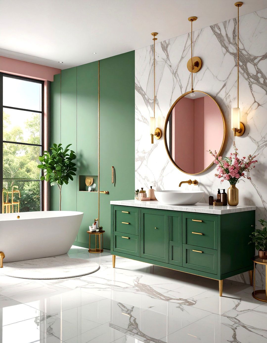 Marble Backsplash Feature Wall Design - 24 Marble Bathroom Ideas