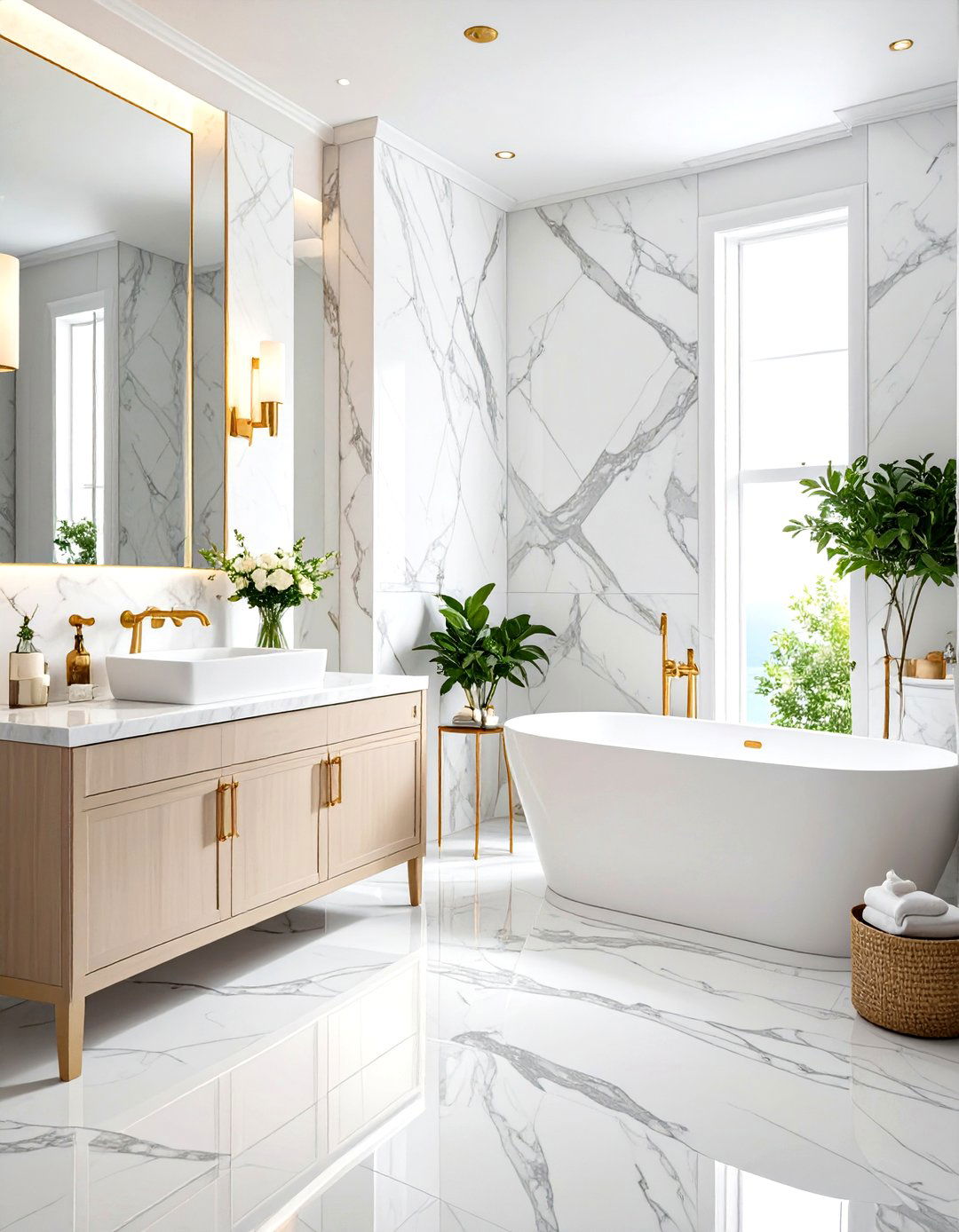 Marble Bathroom Opulence - 24 Neutral Bathroom Ideas