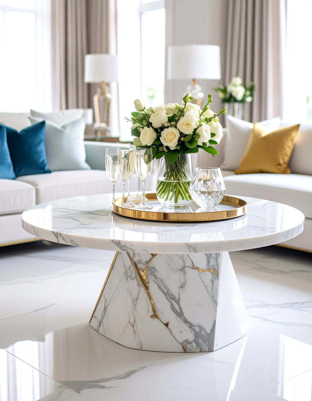 Marble Coffee Table Display Luxury - 24 Glam Living Room Ideas