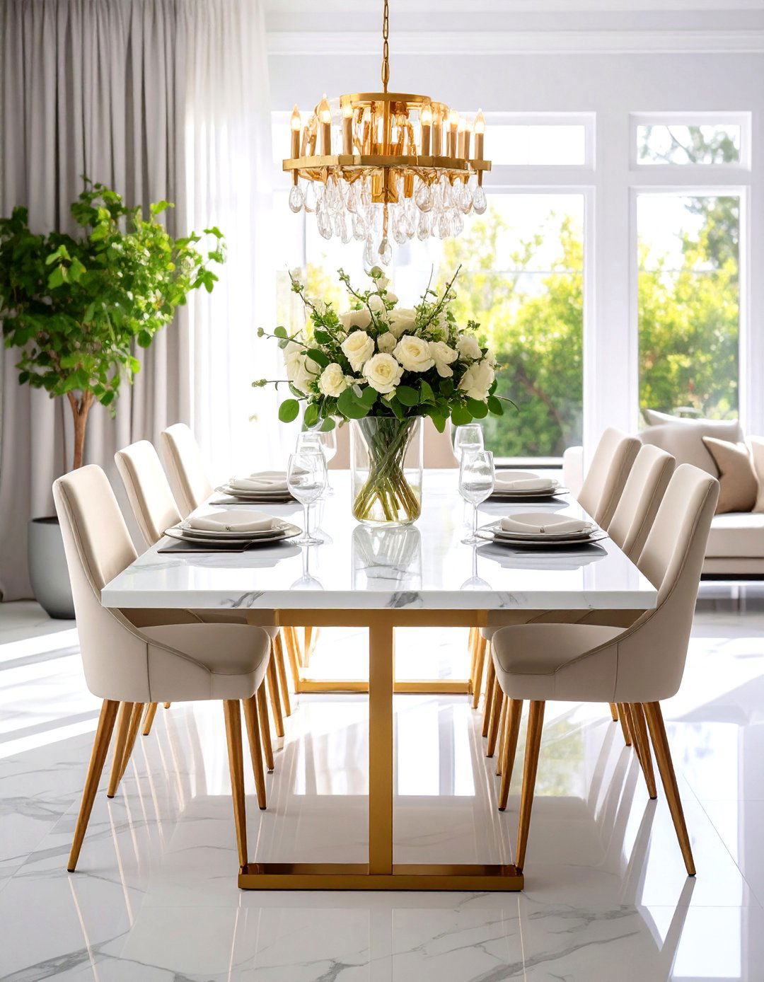 Marble Dining Tables with Metal Bases - 24 Table Design Ideas