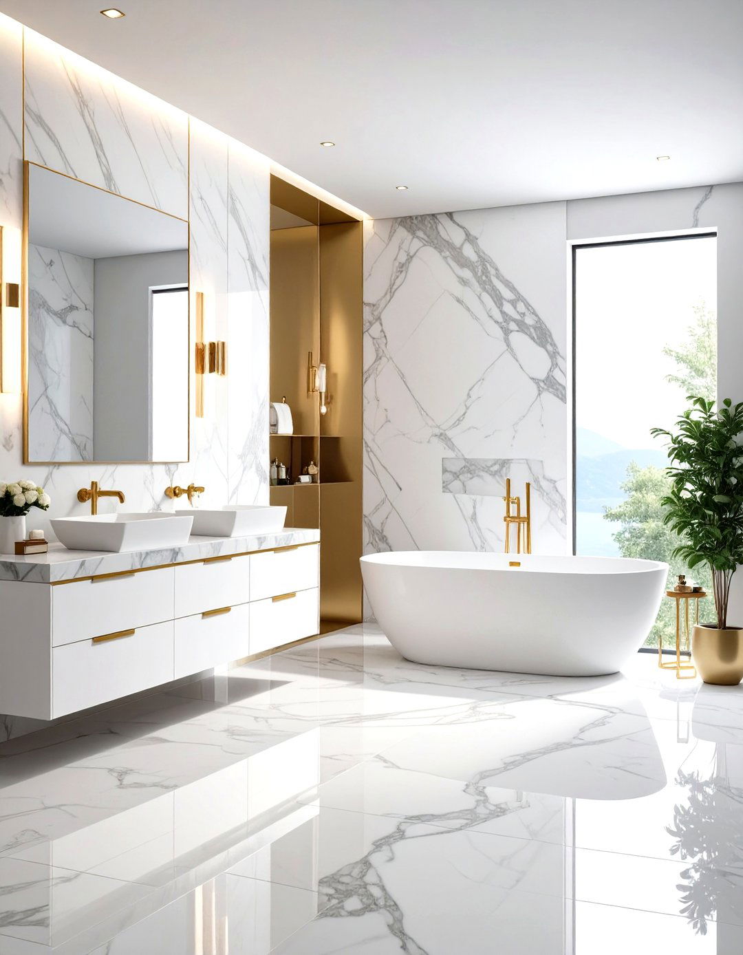 Marble Effect Luxury Wet Room - 24 Wet Room Ideas